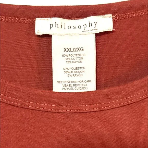 Philosophy Womens Rust Short Sleeve Top XXL/2XG Soft Blend Casual Wear 50% Polye - Picture 2 of 6